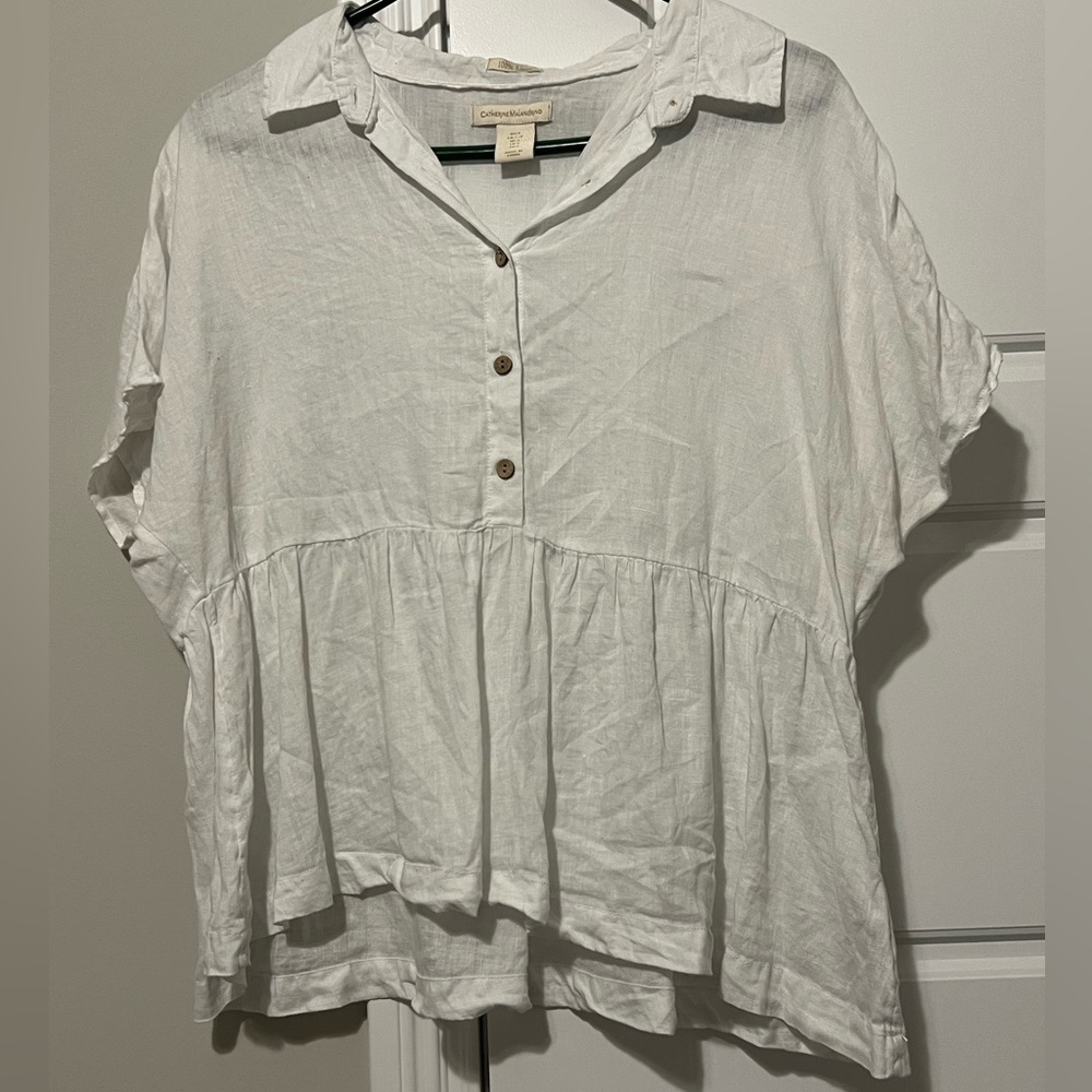 Small White 100% linen blouse - Catherine Malandrino
